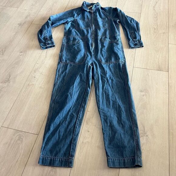 Madewell Garment-Dyed Denim Crop Coverall Jumpsuit size s - Picture 1 of 10